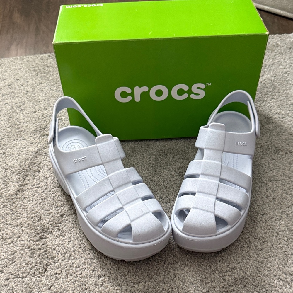 CROCS White/Gray Strap Sandals